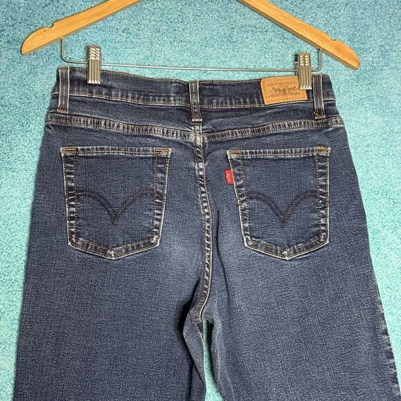 Levi's 512 Jeans Womens 10 Long Blue Perfectly Slimming Boot Cut Dark Wash Denim - Picture 10 of 16